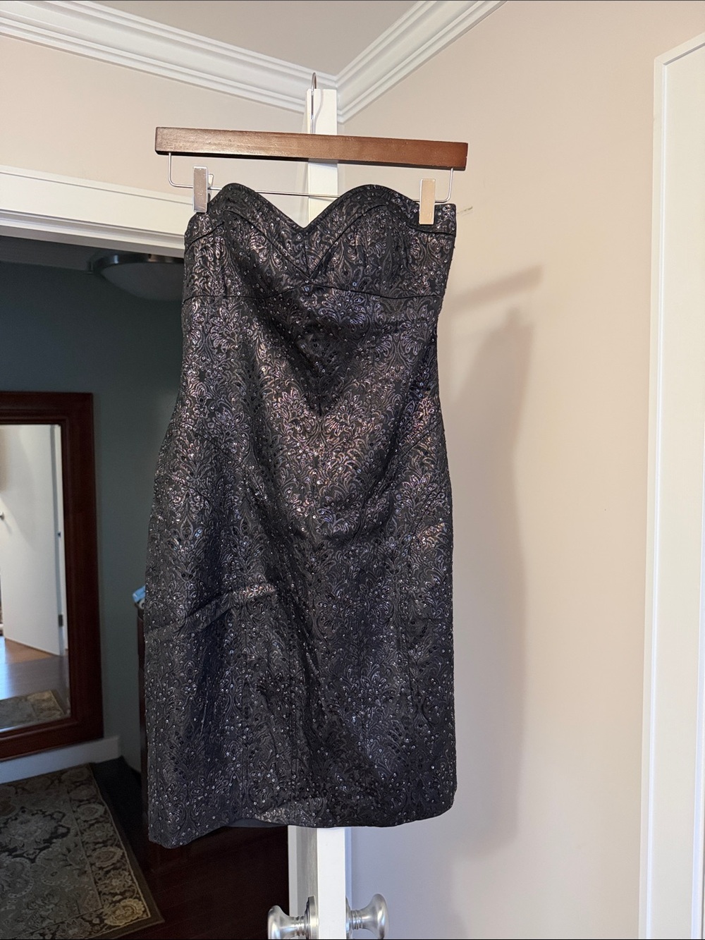 Niteline Black Strapless Jacquard Cocktail Dress size 4